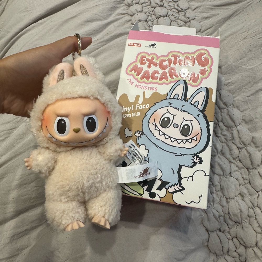 Pop Mart The Exciting Macaron Vinyl Plush Soymilk Labubu